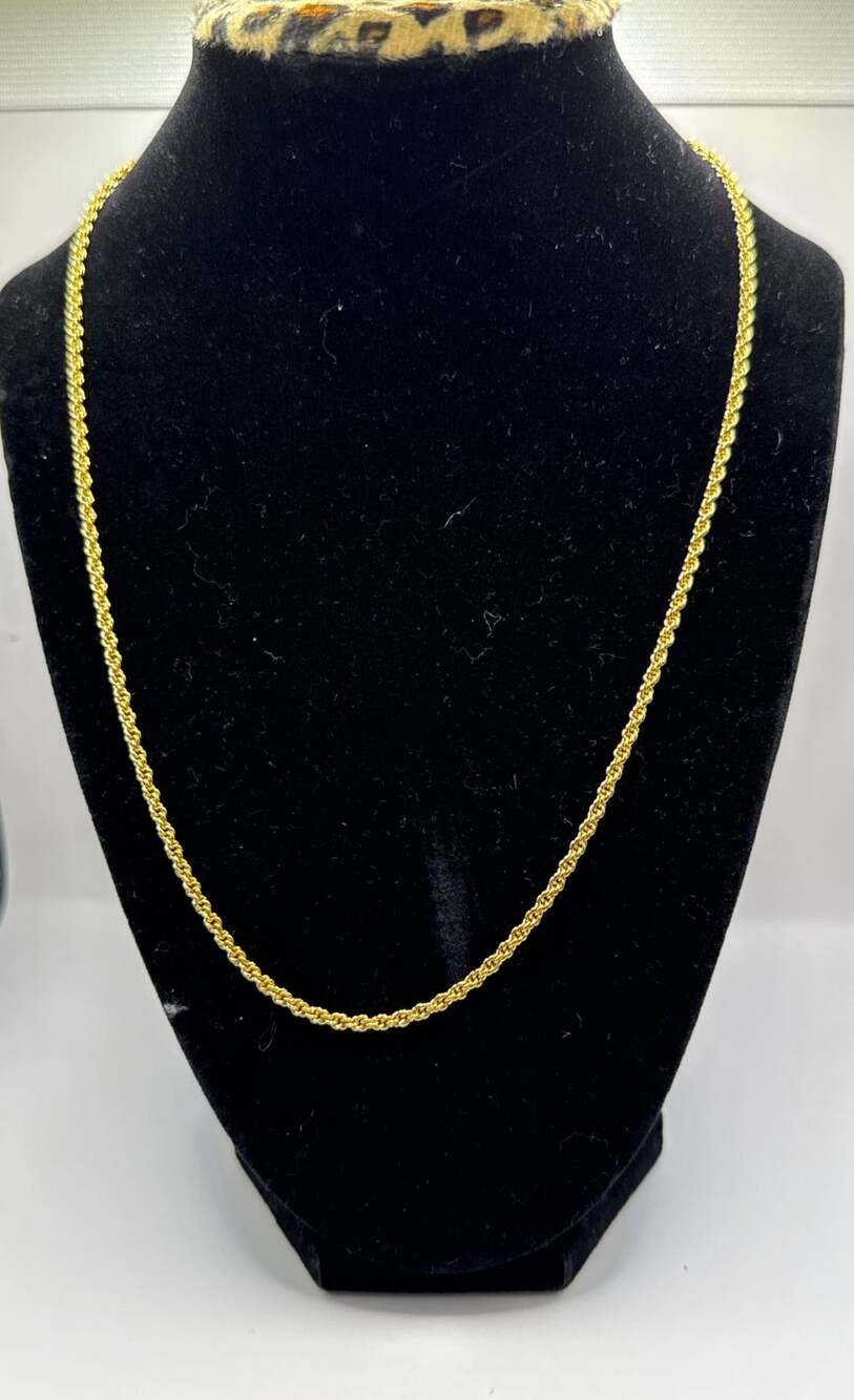 Gold Tone Rope Chain Necklace 21 Inch - Picture 5 of 5